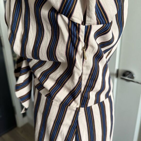 Sandro Striped Long Sleeve Tie Waist Maxi Shirt Dress Size FR 42 US L - Picture 6 of 10